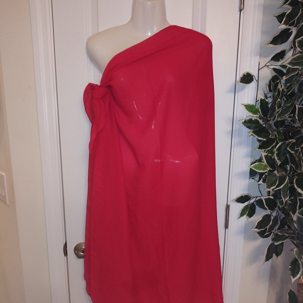 Swimwear long sarong beach cover red